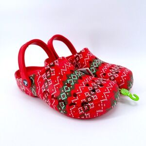 Crocs Baya Holiday Graphic Clog Red Fair Isle‎ Mens Size M11 Christmas Gift NWT